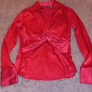 Red satin shirt